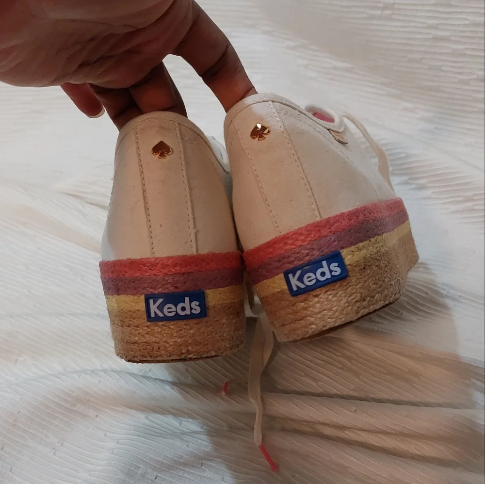 Keds × Kate Spade Cream and Pink  Espadrille Sneakers Size 10